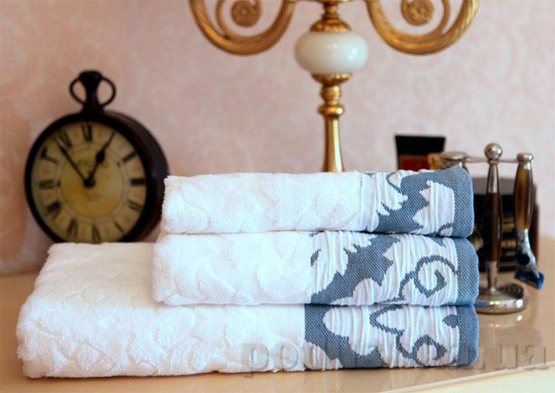 

Махровое полотенце Boncasa Damask 1726 FE White/Blue 70х140 см