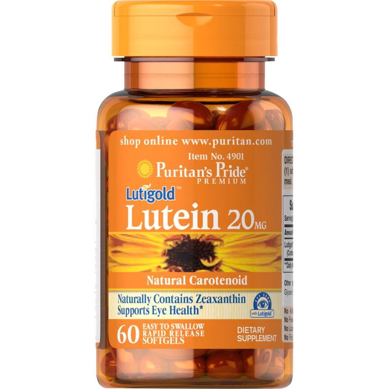 

Натуральная добавка Puritan's Pride Lutein 20 mg with Zeaxanthin, 60 капсул