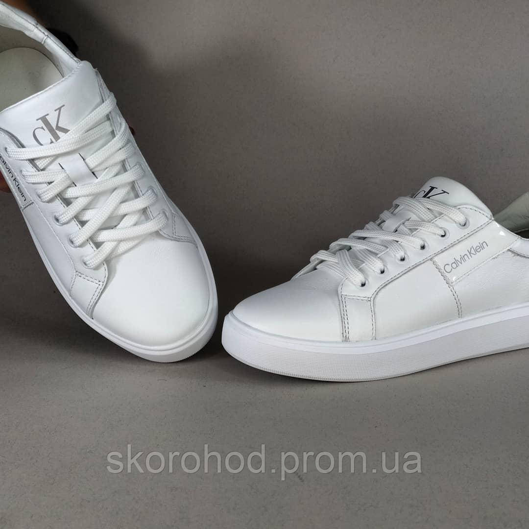 

Кроссовки молодежные натуральная кожа Calvin Klein белые 36-41р 38, Белый