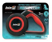 

Рулетка-поводок AnimAll REFLECTOR, р. S для собак до 15 кг, лента 3м, черно-красный