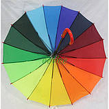 Зонтик детский Радуга для девочки-мальчика трость 16 спиц полуавтомат Flagman Радужный 0050, фото 2