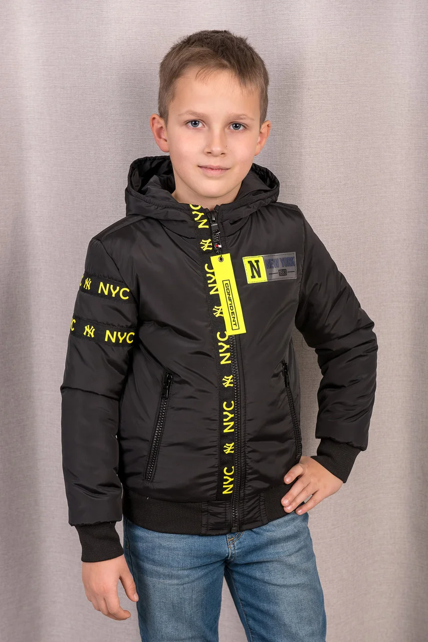 

Демисезонная куртка бомбер для мальчиков и подростков NIK 146-152, Черный