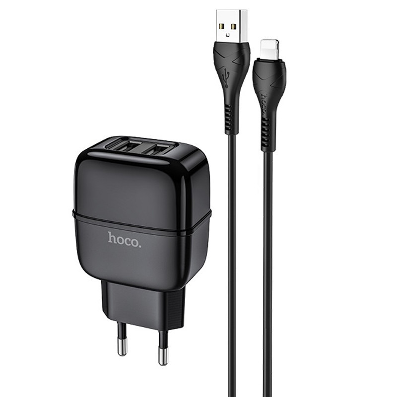 

СЗУ Hoco C77A (2USB/2.4A) + Lightning, Черный