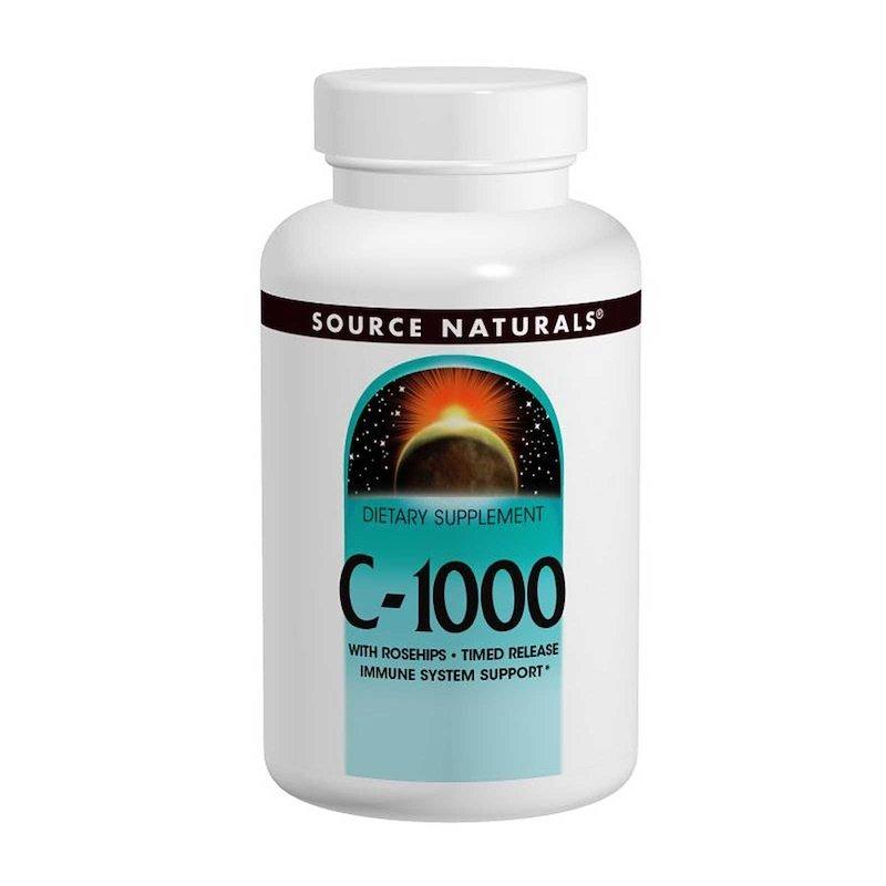 

Source Naturals, Витамин С (в виде аскорбиновой кислоты) + шиповник C-1000 мг 100 табл made in USA