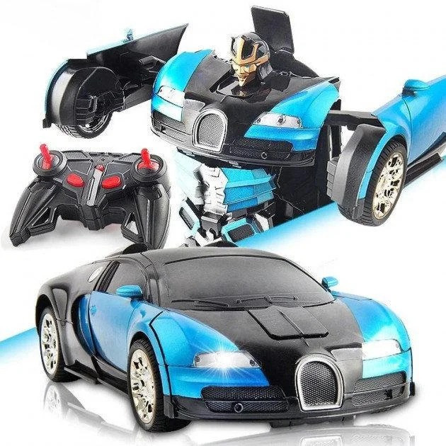 

Машинка трансформер Bugatti Robot Car Size 1:12 с пультом Черно-синяя