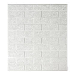 Самоклеящаяся декоративная панель с 3D текстурой под кирпич, Белый, 700х770х5мм