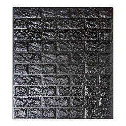 Самоклеящаяся декоративная панель с 3D текстурой под кирпич, Черный, 700x770x5мм