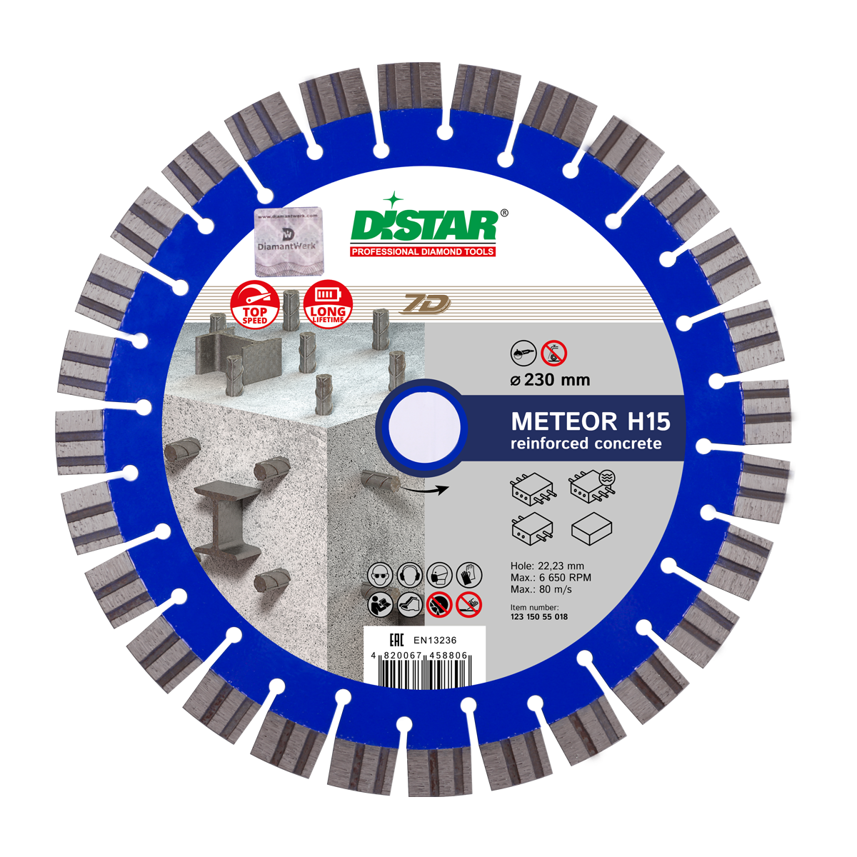 

Круг алмазный отрезной 1A1RSS/C3-W 230x2,6/1,6x15x22,23-28 Meteor H15