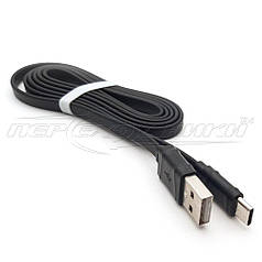 Кабель Type-C to USB 2.0, (высокое качество + ) прорезиненный, черный , 1 м