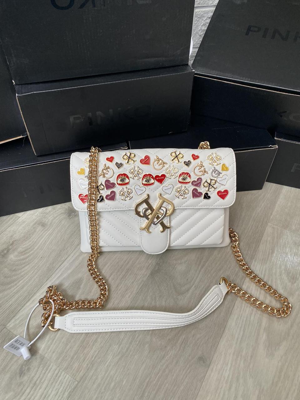 

Женская брендовая сумка Pinko Love Bag Пинко белая, женские брендовые сумки, сумка на плечо, 375, Белый