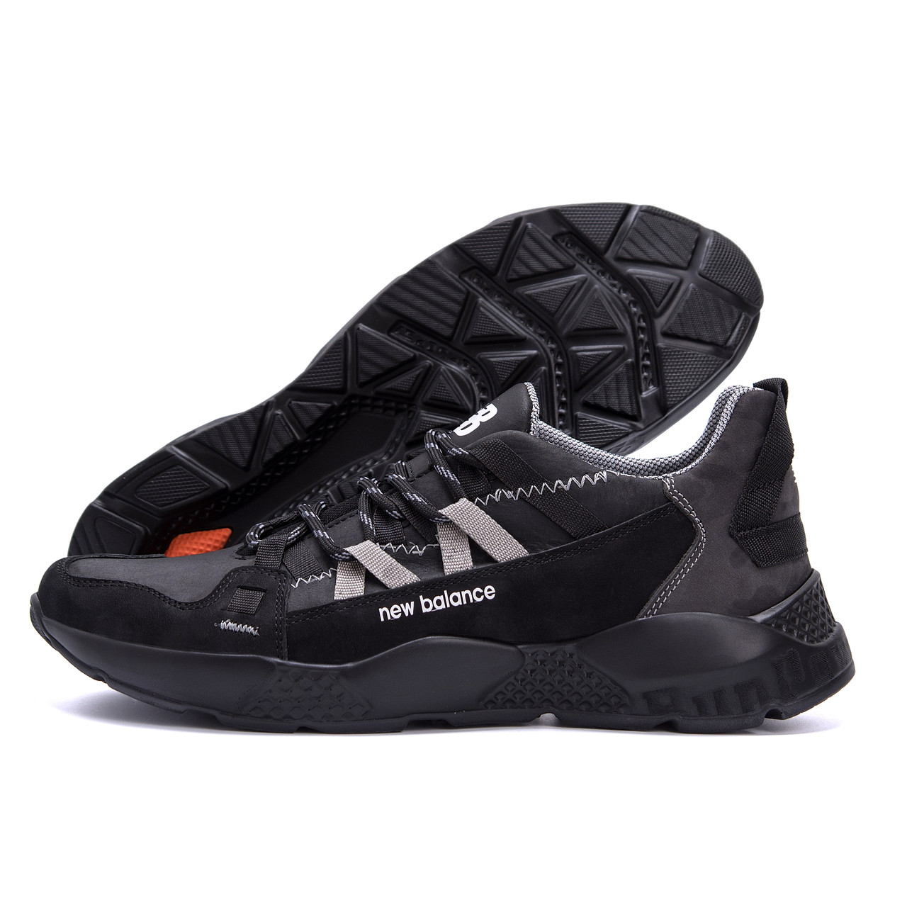 

Мужские кожаные кроссовки New Balance Black (реплика), Черный