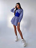 Женское стильное платье-рубашка в клетку с корсетом, фото 2