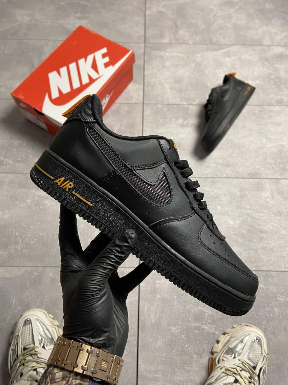 

Мужские Кроссовки Nike Air Force 1 Low Black Orange (AAA+) 41-42-44-45, Черный