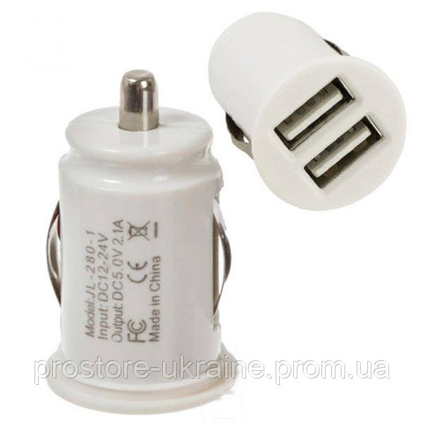 

Автомобильное зарядное устройство Small 2USB 2.1A Белый