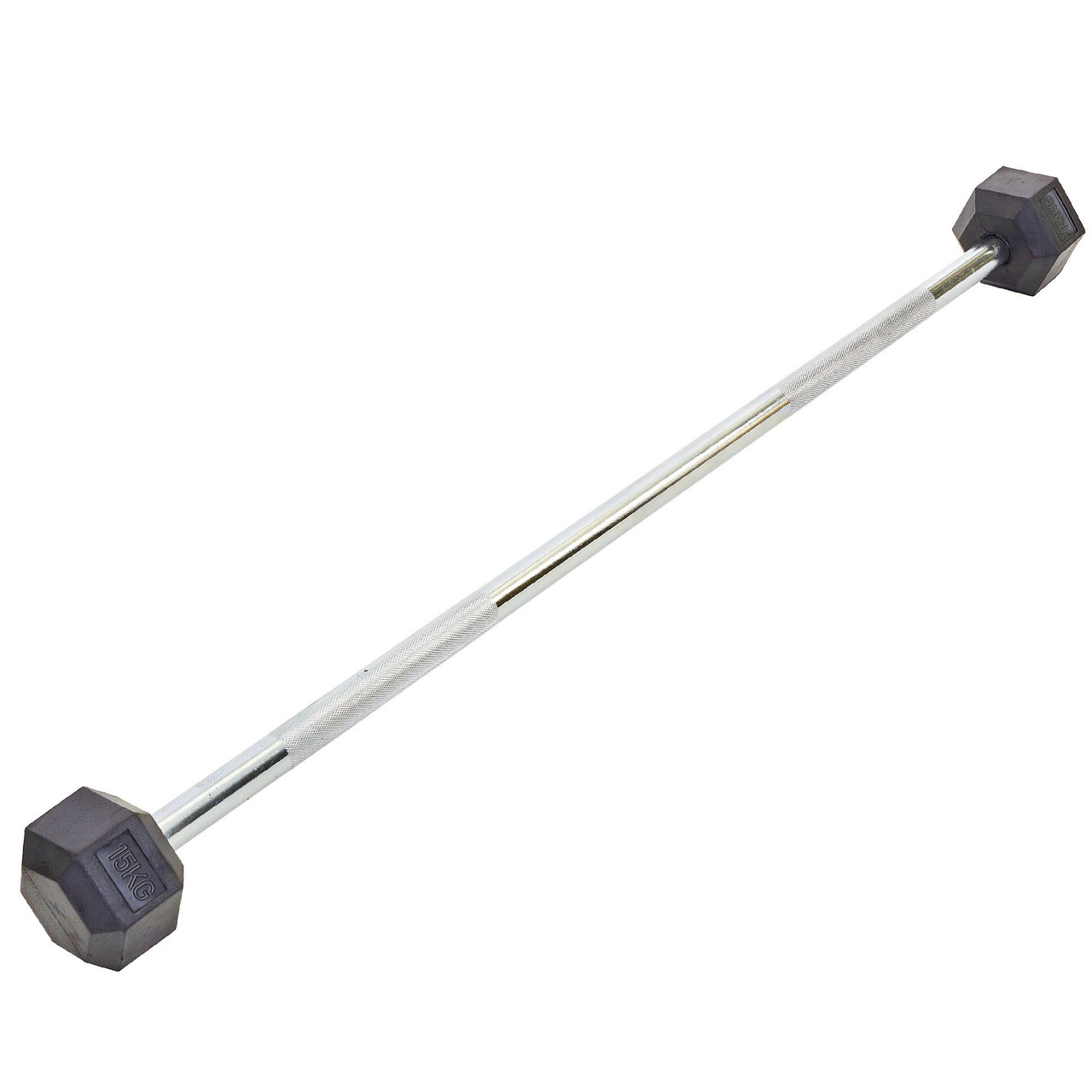 

Штанга фиксированная прямая обрезиненная Rubber Hexagon Barbell 15кг Record TA-6230-15 (гриф l-95см)