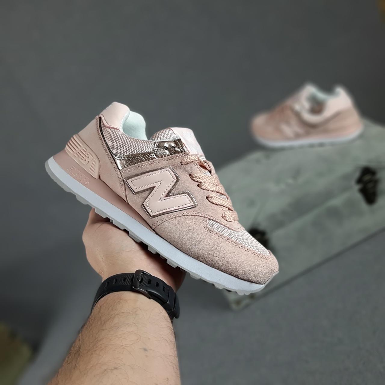 

Кроссовки женские New Balance 574 пудровые, Нью Баланс 574, натуральная замша, сетка, прошиты. Код OD-20278, Пудра