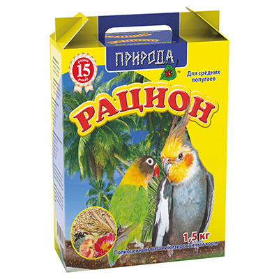 

Корм Рацион для средних попугаев, 1,5 кг