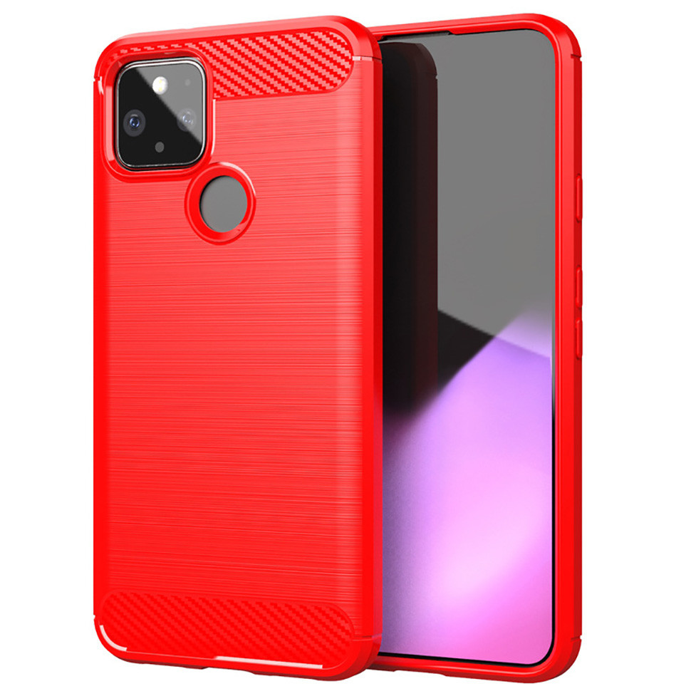 

Чехол Lenuo Carbon Fiber для Google Pixel 5 XL Red, Красный