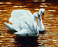 Алмазная картина-раскраска по номерам 2в1 Brushme "Лебеди на пруду" 40х50 см