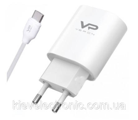 

Сетевое зарядное устройство Veron AD17C Home Charger 3A + USB Type C Cable White