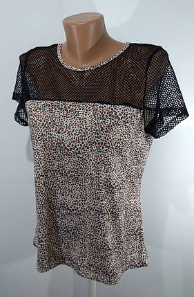 Блуза леопардова із вставками сіточки розмір М ( Е-135), фото 2