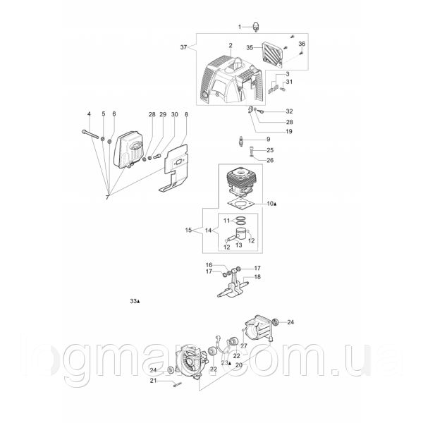 

Колінвал EMAK мотокоси OM SPARTA 37, 38, 42, 44, EF