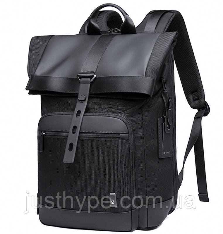 Стильный городской рюкзак мешок Bange Роллтоп чёрный  Код 15-0077