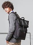 Стильный городской рюкзак мешок Bange Роллтоп чёрный  Код 15-0077, фото 8