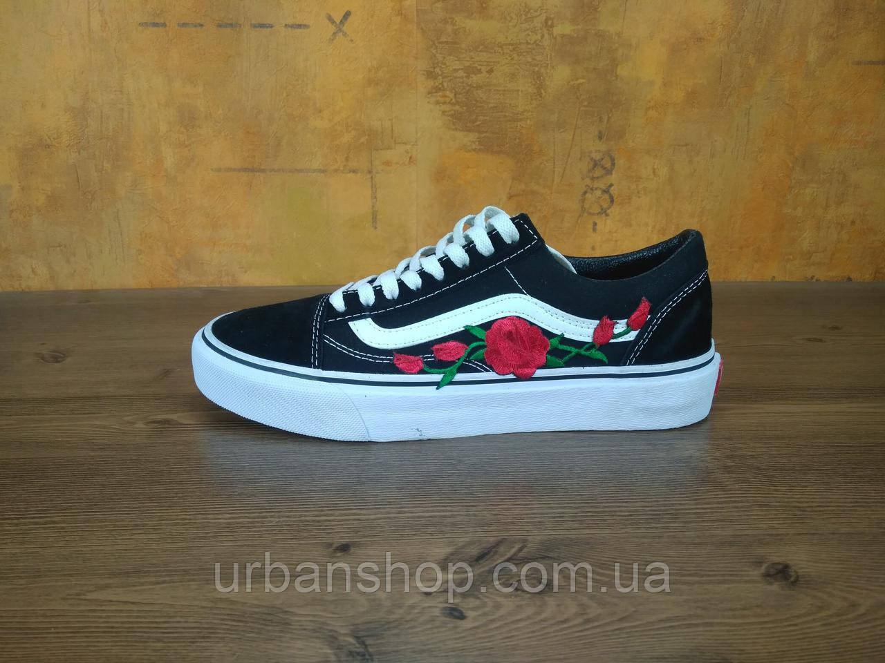 

Кеди Vans Old Skool Roses Black/White, Чорний з білим