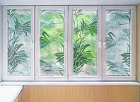 Матовая пленка на окно стекло Пальмовые листья под пескоструй самоклеющаяся наклейка матирующая для шкафов