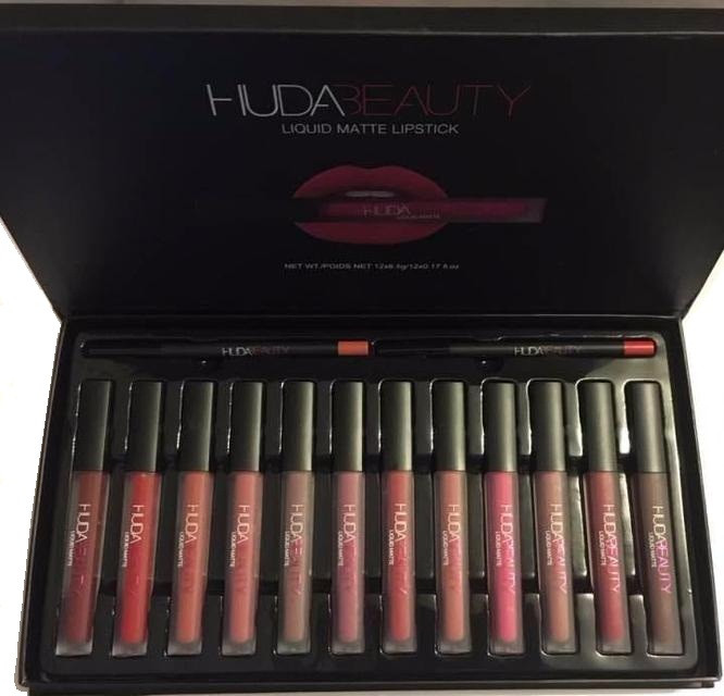 

Набор жидких помад и карандашей для губ Huda Beauty (12 + 2 шт