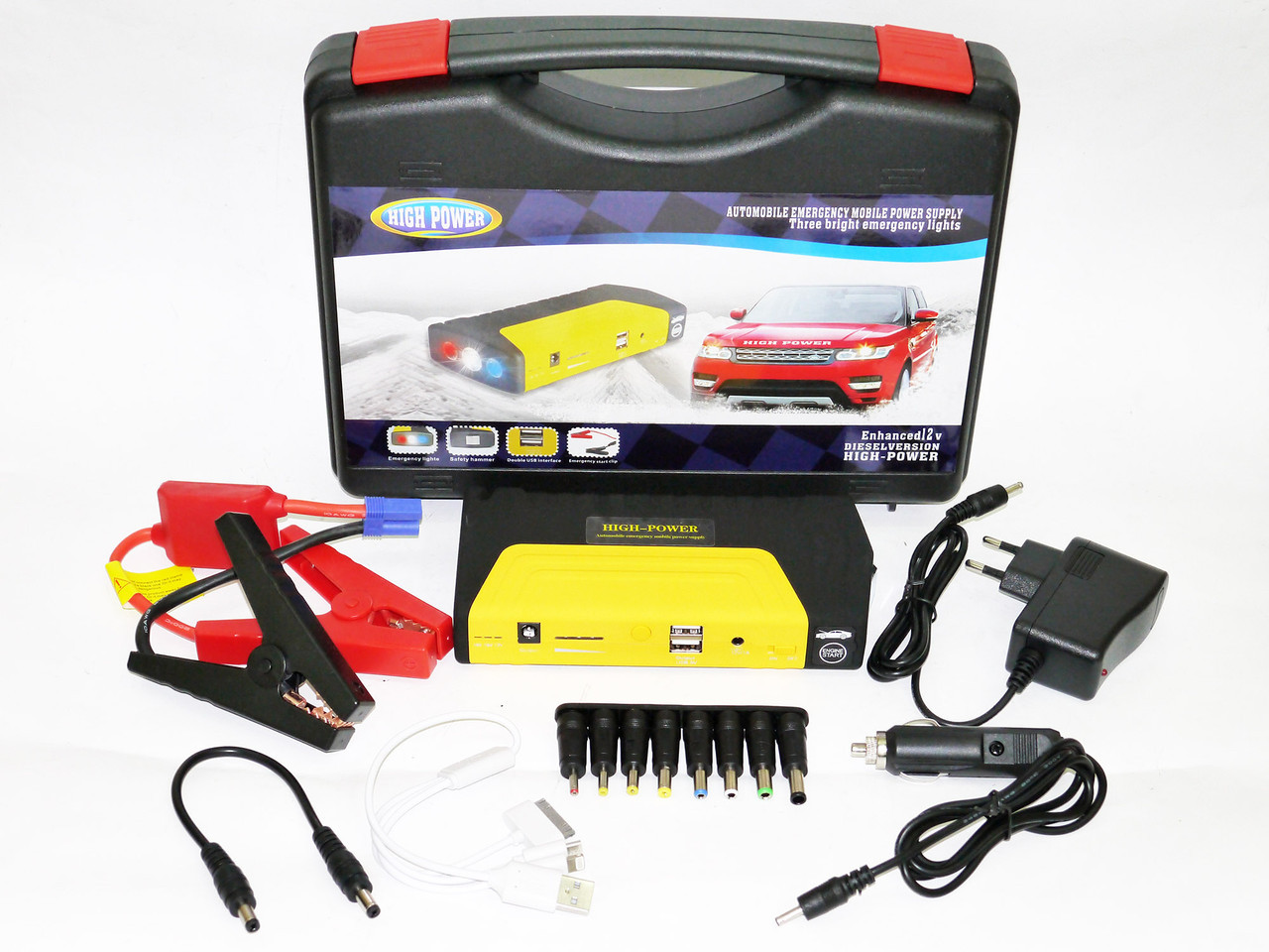 

Car jump starter 16800mAh Повер банк зарядно пусковое устройство для машины 2хUSB+Фонарик