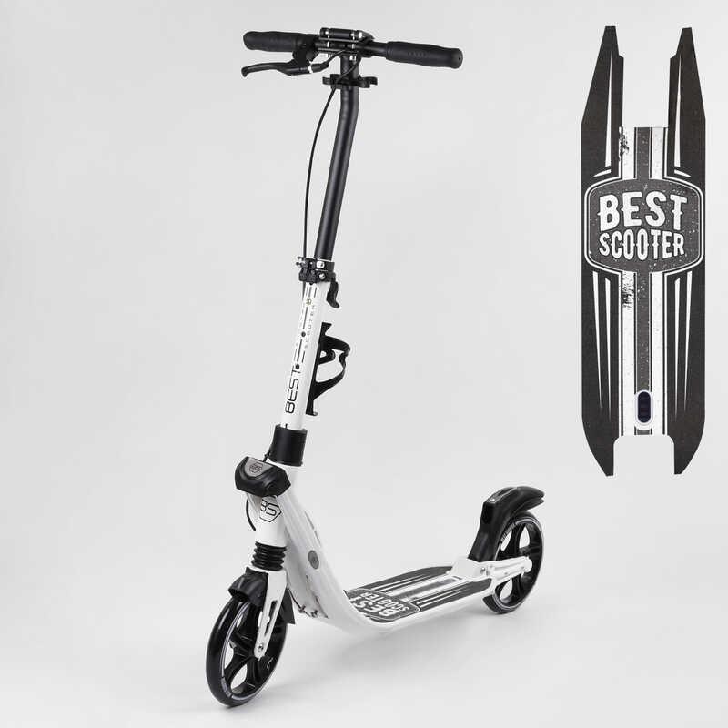 

Самокат двухколесный Best Scooter 81937 (2) колеса PU, d колес - 200мм, 2 аммортизатора, зажим руля, ручной