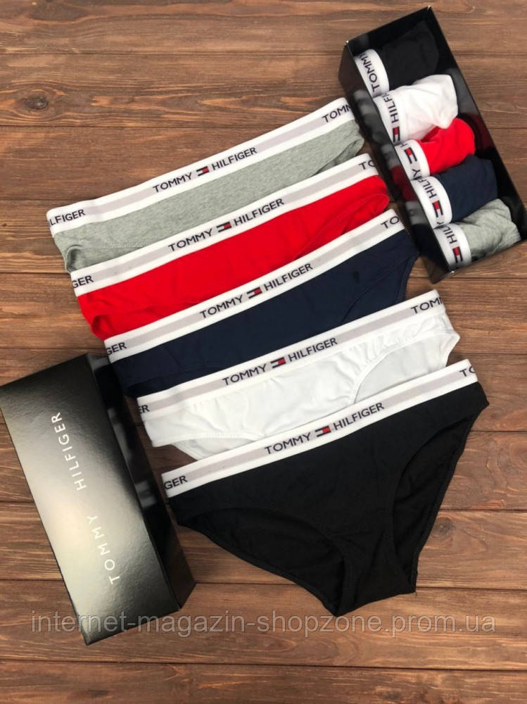 

Набор женских трусов Tommy Hilfiger Sleep. Нижнее белье Томми Хилфигер, Черный;белый;красный;синий;серый