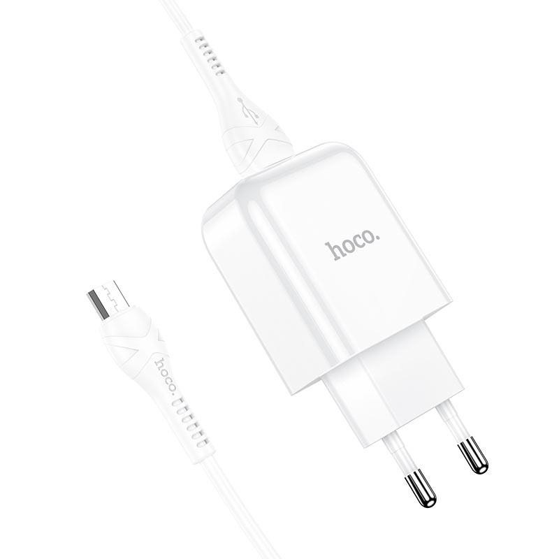 

Сетевое зарядное устройство Hoco N2 (комплект с кабелем MicroUSB) 1USB, 2,1A White, Черный