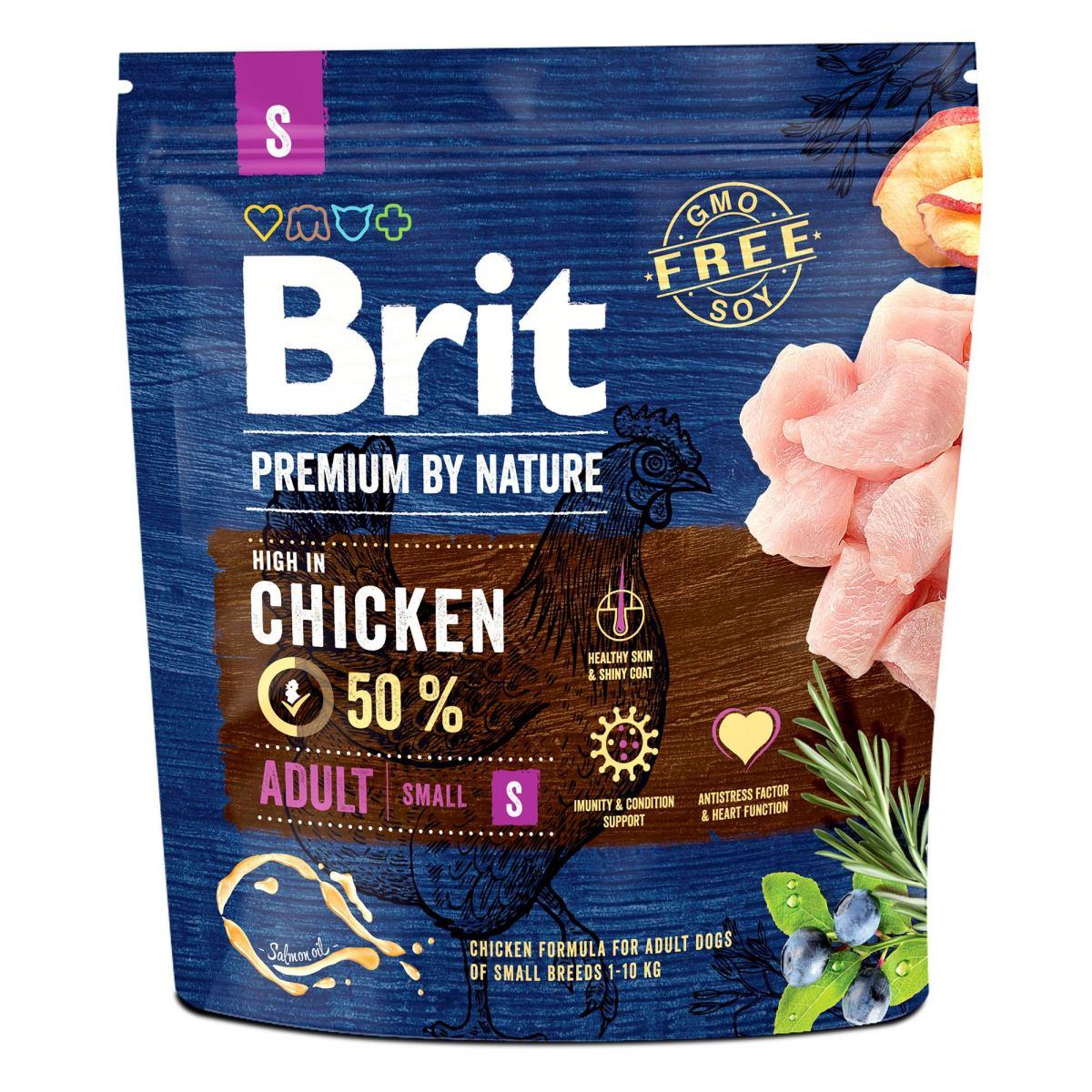 

Сухой корм для взрослых собак мелких пород (весом до 10 кг) Brit Premium Adult S 1 кг (курица)