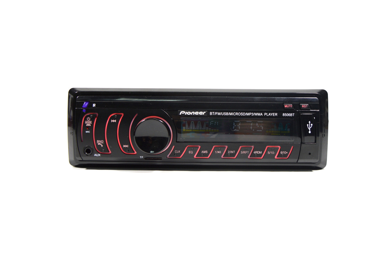 

Pioneer 8506BT- Bluetooth Usb+Fm+Aux Автомагнитола RGB подсветкой + пульт (4x50W)