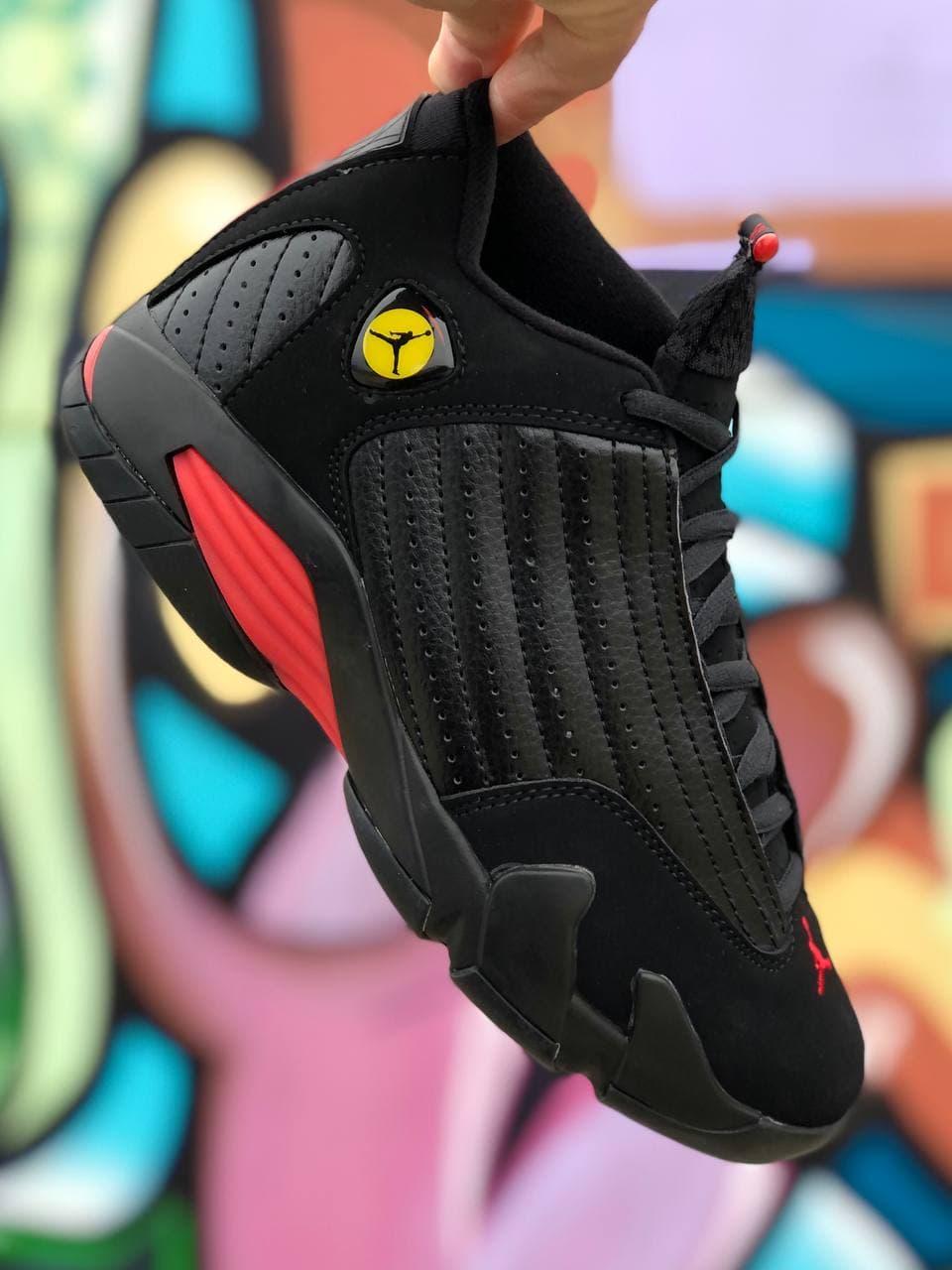 

Мужские кроссовки AJ 14 Black/Red Черные, Реплика Люкс, Черный
