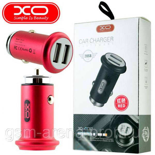 

Автомобильное зарядное устройство XO CC07 2USB 2.4A Красный