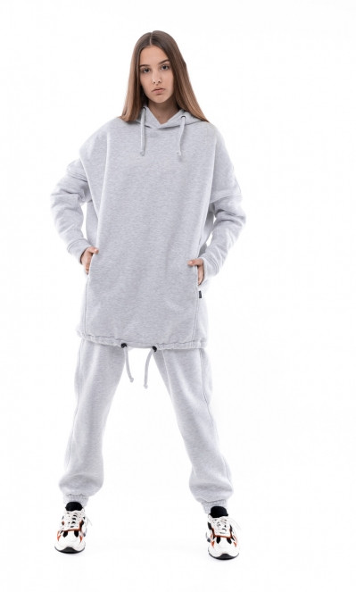 

Костюм женский спортивный зимний на флисе Oversize серый SKL59-283402