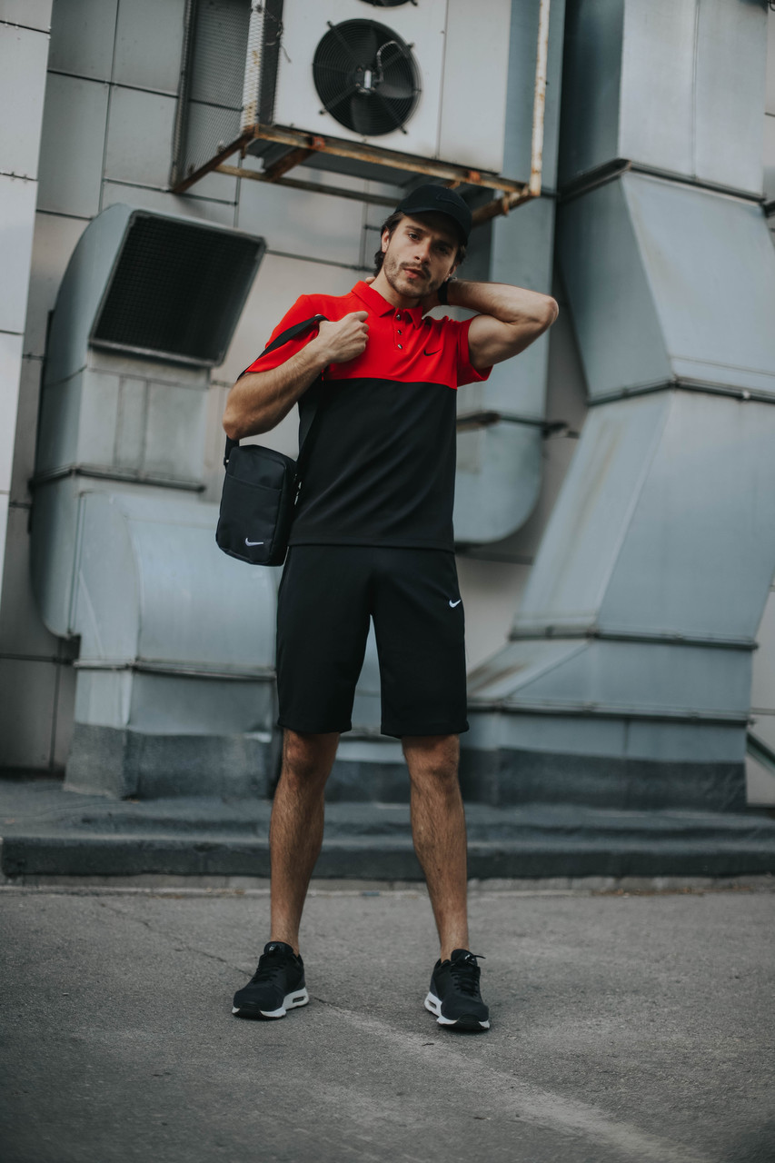 

Мужской летний Комплект футболка поло и шорты Nike XL, Черный