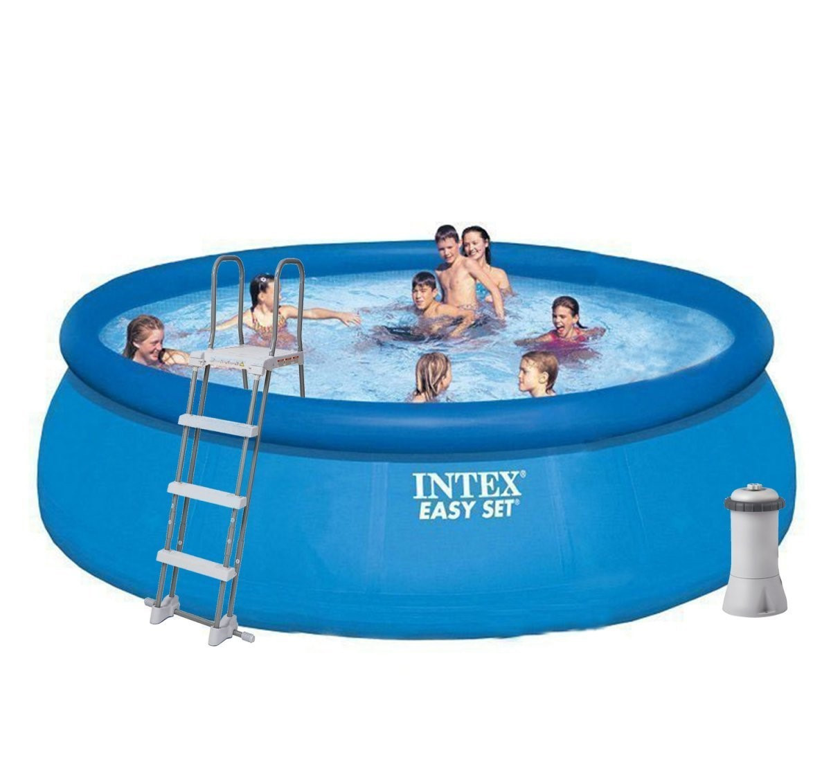 Надувний басейн Intex, 457х122 см (картріджний фільтр-насос 3 785 л/год, сходи, тент, підстилка)