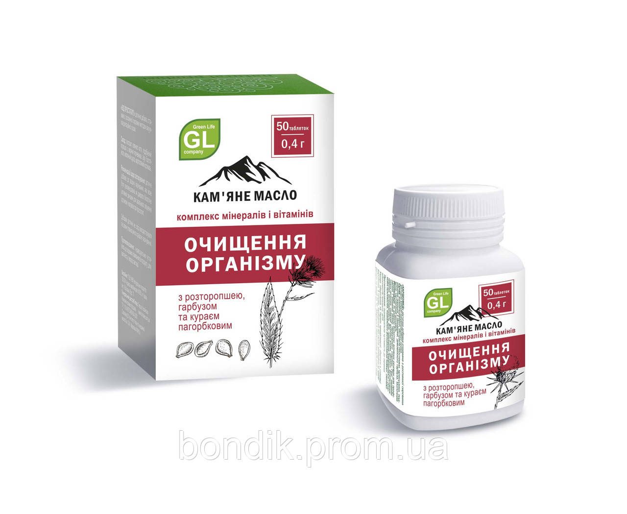 

Комплекс минералов и витаминов GreenLife Каменное масло Очищение организма №50/0.4 г (54)