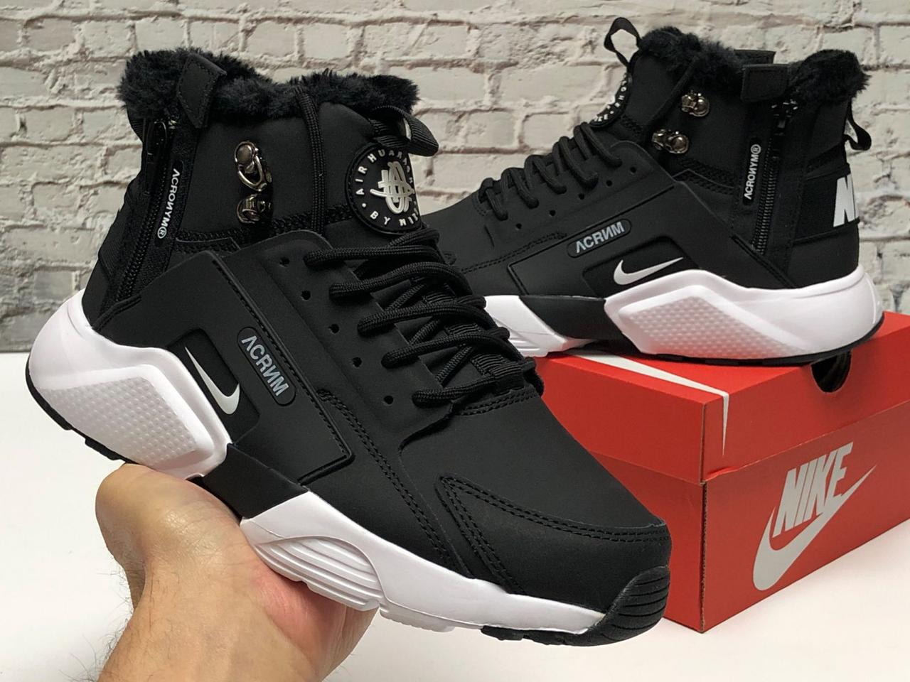 

Зимние Мужские черные Кроссовки Nike Air Huarache Winter 42, Черный