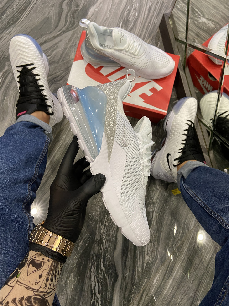 

Nike Air Max 270 White Silver Blue (Белый)