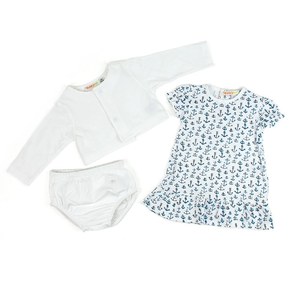 

Платье+кофта+трусики для девочки Babybol 18173/00 рост 68, Белый