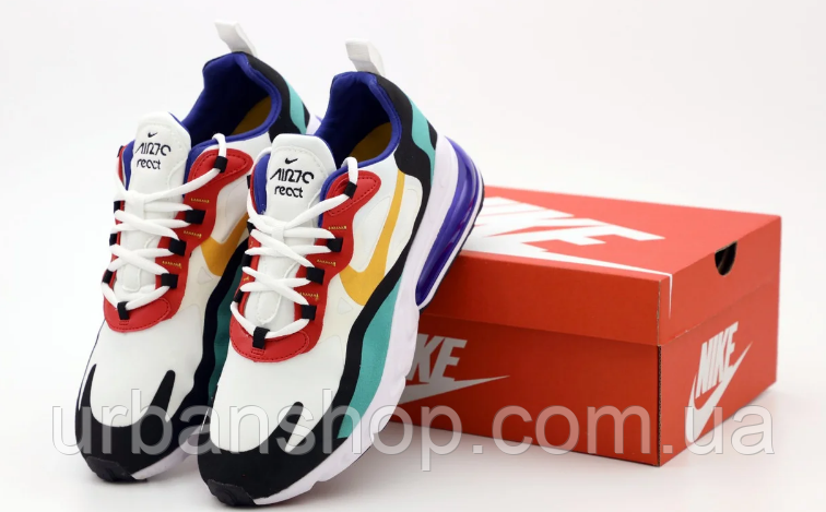 

Чоловічі кросівки nike air max 270 react. multicolor топ репліка ааа класу, Білий