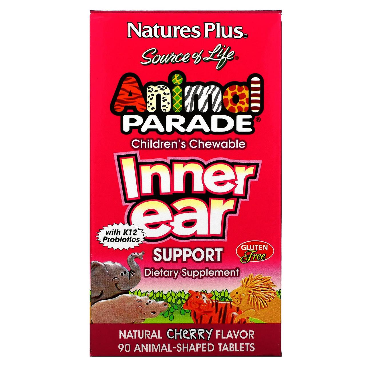 

Жевательные витамины для детей с вишневым вкусом, Inner Ear Support, Nature's Plus, 90 шт