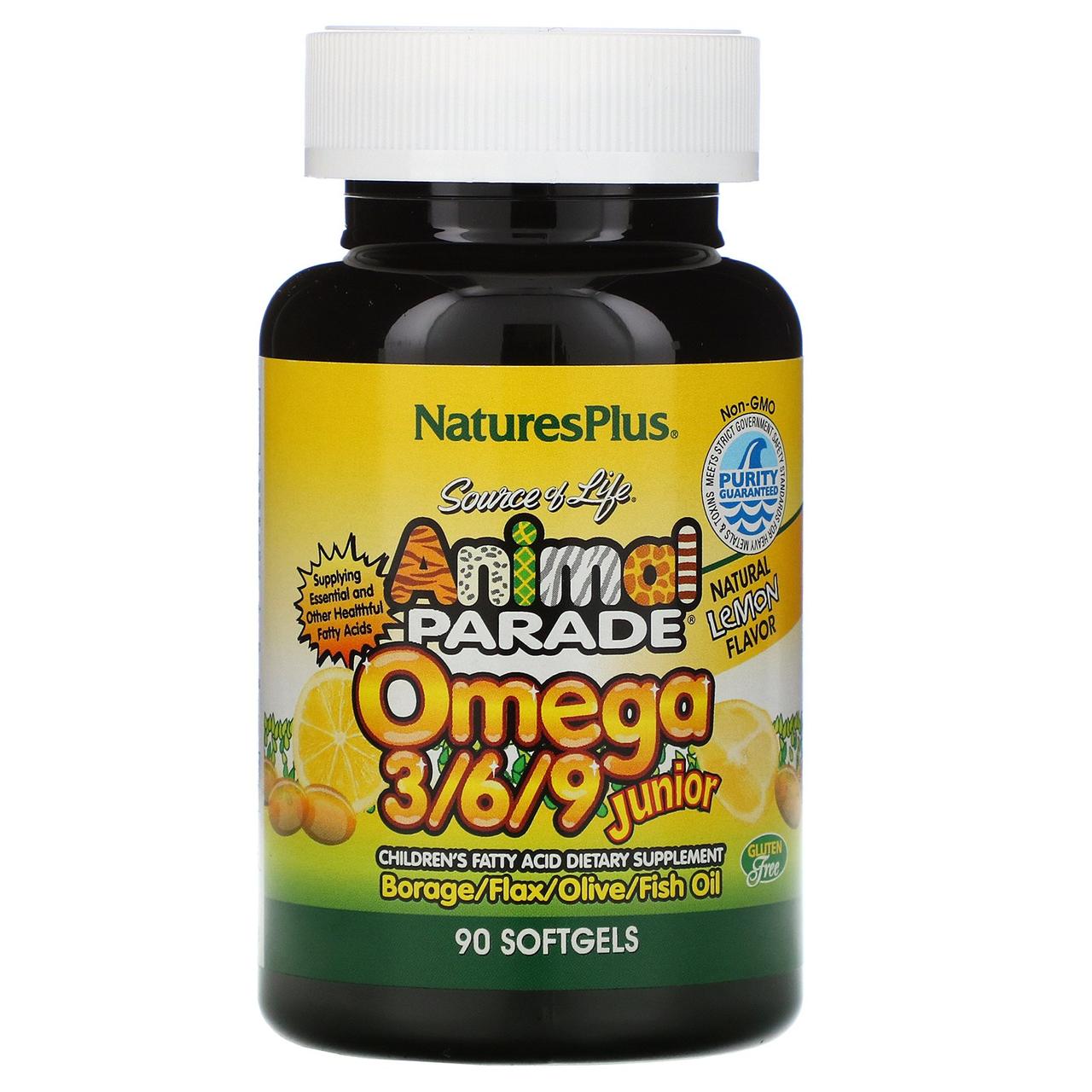 

Омега 3 6 9 для детей, Omega 3/6/9 Junior, Nature's Plus, 90 капсул