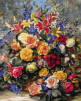 Картина малювання за номерами Mariposa Роскошный букет роз MR-Q2165 40х50 см Цветы, букеты, натюрморты набор для росписи краски,